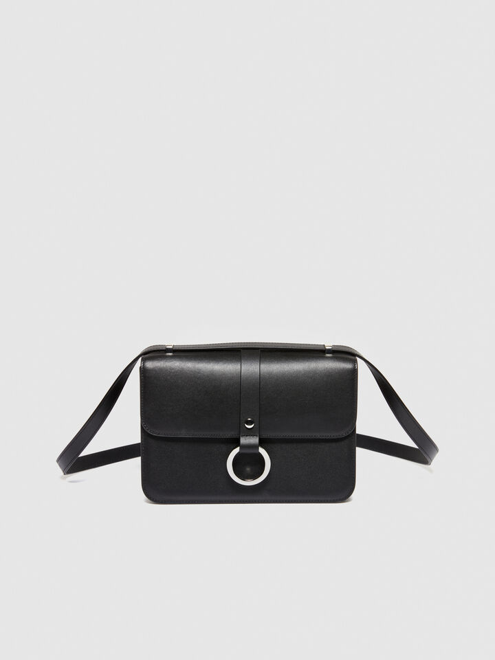 Medium leather crossbody bag - null - Black | Sisley image number 1
